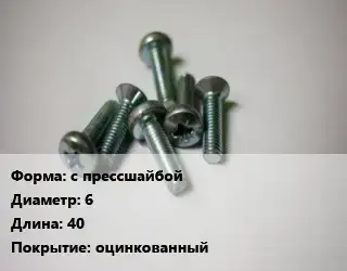 Винт с прессшайбой 6х40 оцинкованный